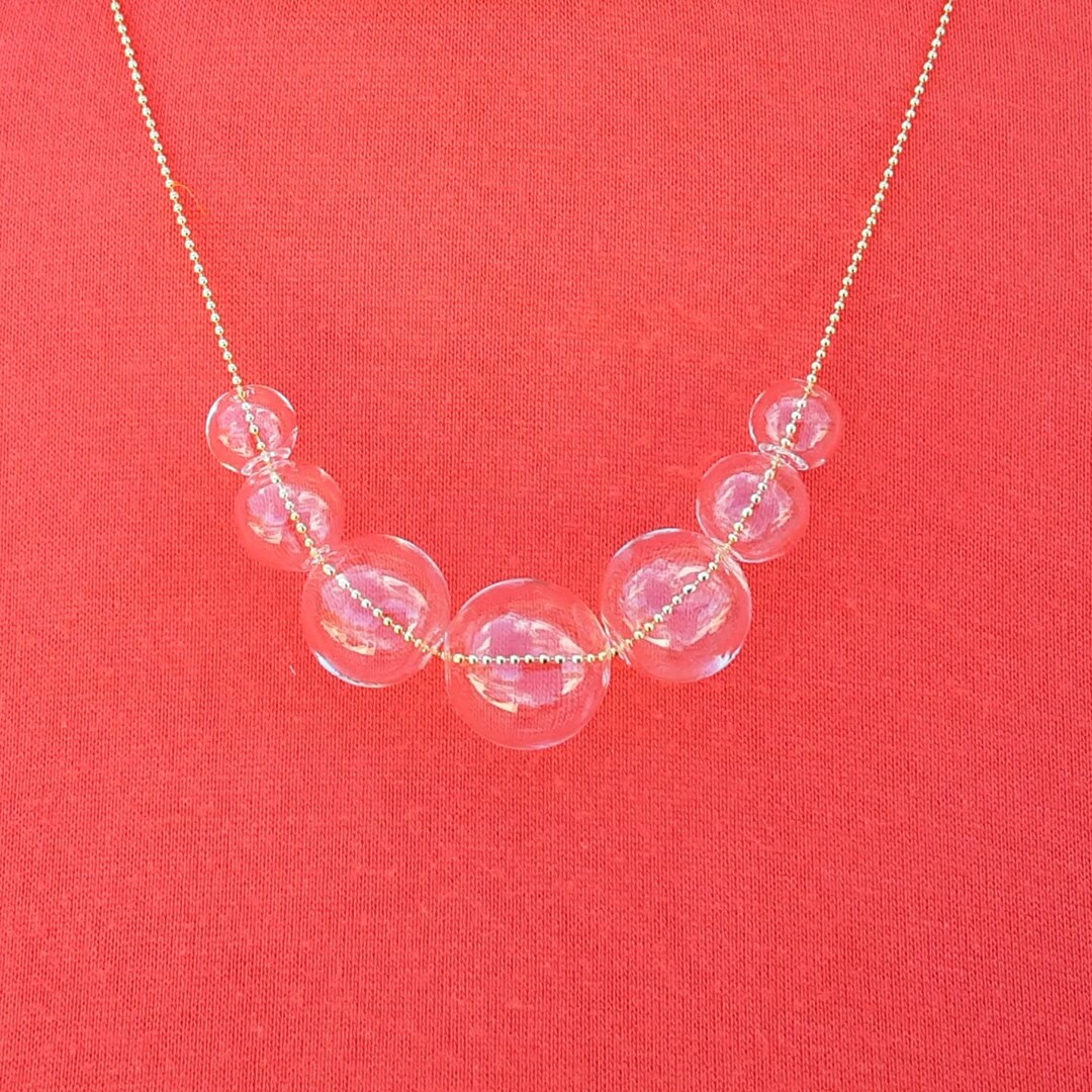 Modern Clear Hand Blown Glass Bubble Necklace on Gold Plated Etsy