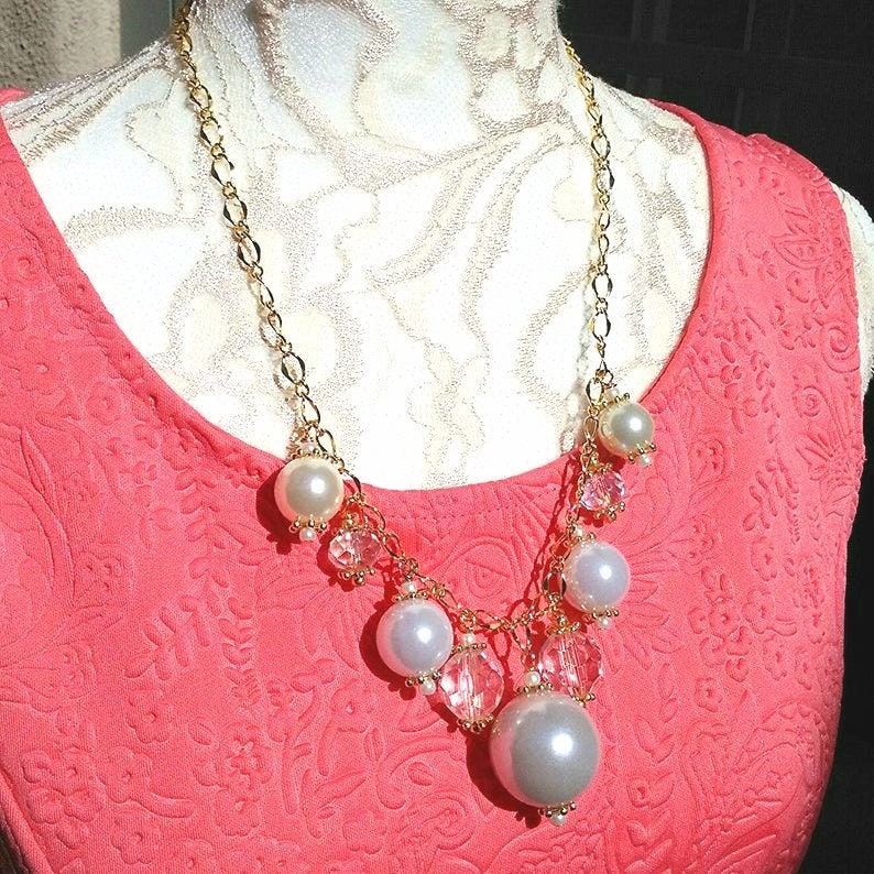 Modern Pearl Bubble Necklace on Gold Plated Chain Etsy
