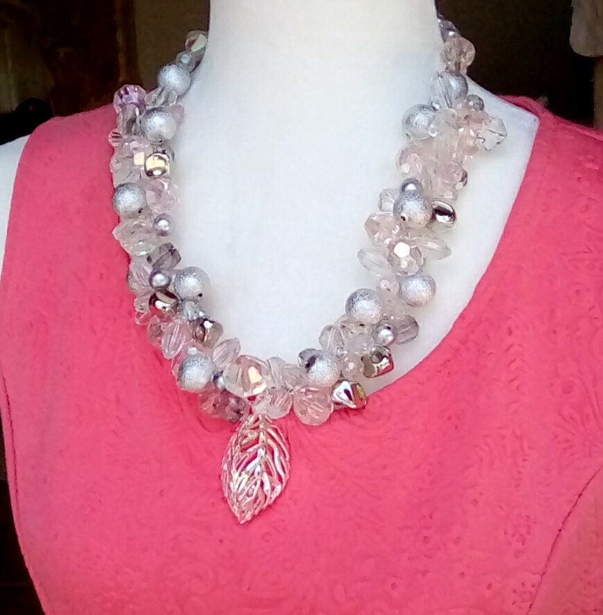 Unique Silver Pearl Cluster Bridal Statement Necklace With - Etsy