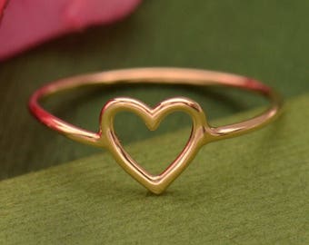 ring heart gold filled rose 14k