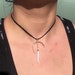 Black Deer Hide Leather Crescent Moon Over a Silver Ridged Star Spike Choker Necklace. 925 Silver, Leather. Item 399.