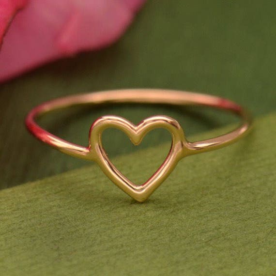 Rose Gold Open Heart Ring. Sizes 6-8. Item. 048. | Etsy