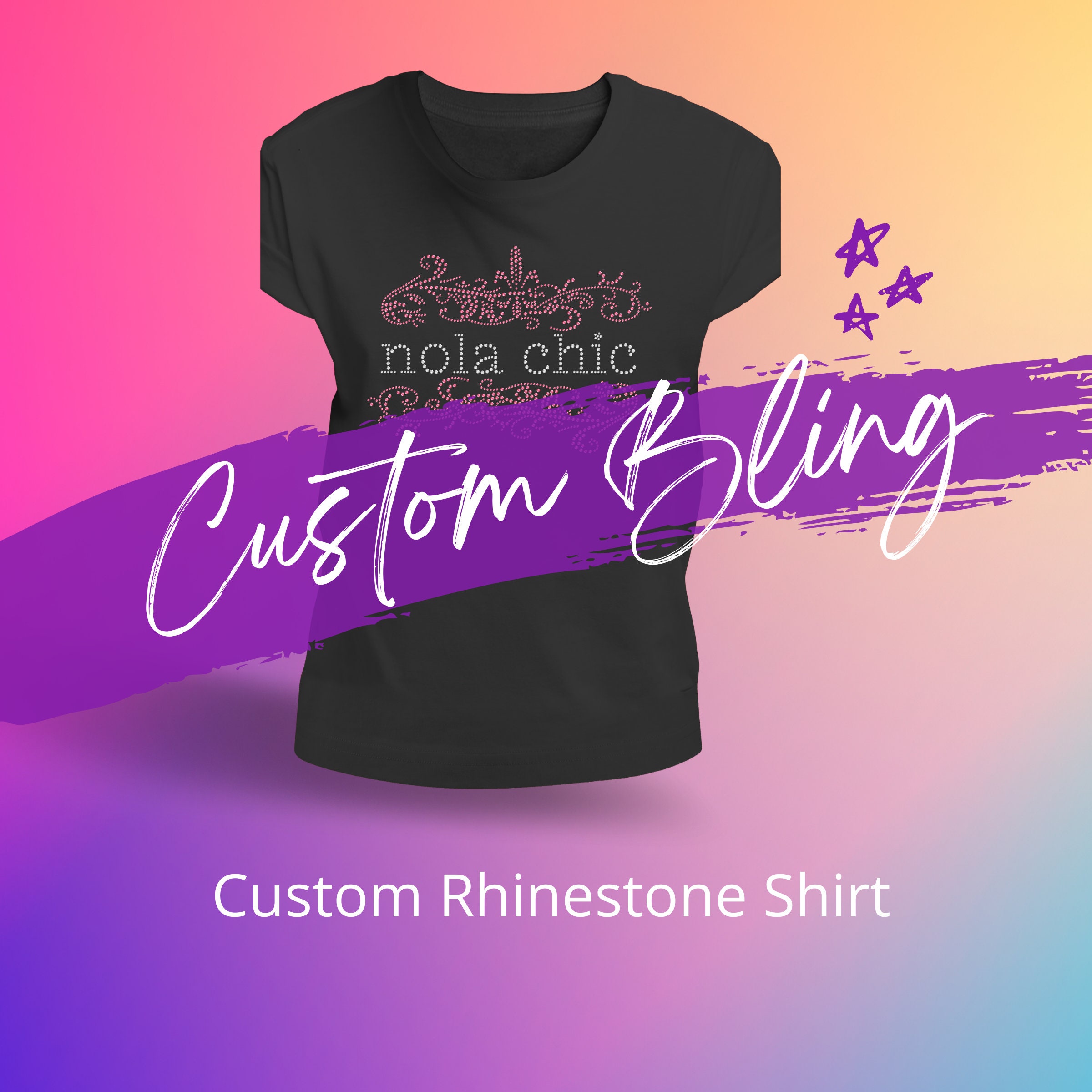 Custom rhinestone top t shirts