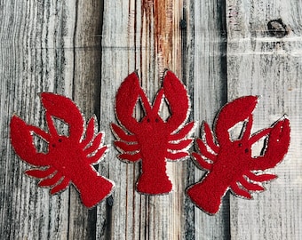 Crawfish  Patch Small Size Chenille Patch- Iron On- Patch Only - Louisiana DIY Patch Cap  DIY Patch