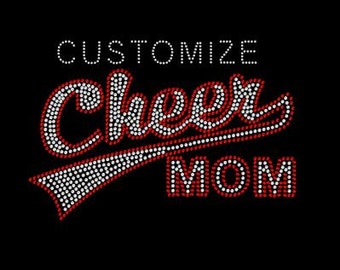 Custom Rhinestone Cheer Mom Transfer, custom applique, custom bling, custom logo iron bling rhinestone transfer, custom decal, iron on