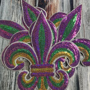 Mardi Gras- Sequin Patch- Iron On- Patch Only - Louisiana DIY Patch Glitter - Purple, Green, and Gold Varsity Sweatshirt DIY Patch