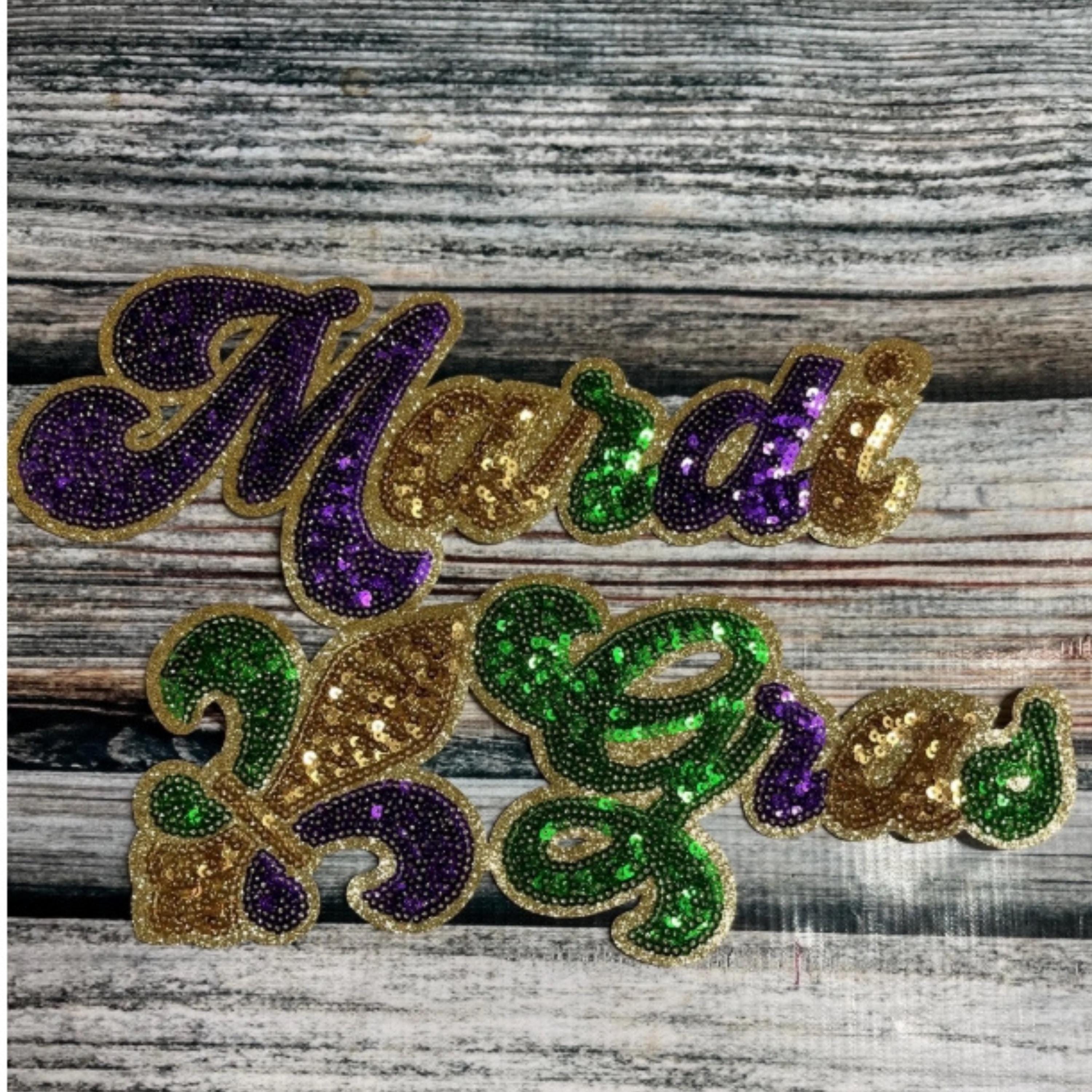 Camouflage Women\'s glitter Hat with Mardi Gras patch Mardi Gras Tricolor Lettering Jeweled Baseball Cap – Patch Co main image 4