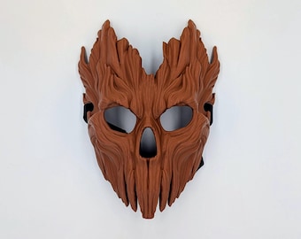 Forest Creature Mask: Brown Wood Grain Costume Mask