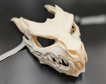 Horned Dragon Skull Mask, Full Face Fantasy Costume