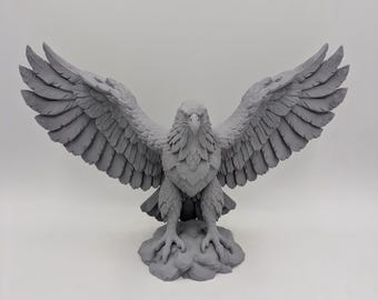 Eagle Statue with Outstretched Wings, Gray, 13 Inches Wide