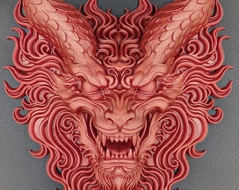 Fire Dragon Wall Sculpture – Stylized Fantasy Home Decor