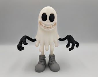 Smiling Ghost Sculpture: Creepy Cartoon Monster Figurine