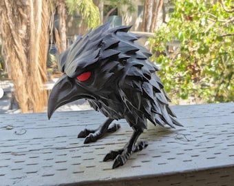 10 Zoll hohe Rabenskulptur: Schwarze gotische Krähenstatue