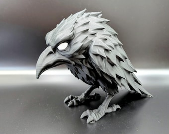 Black Raven Sculpture - Customizable Gothic Crow Figurine