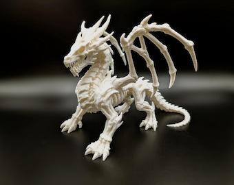 Bone Dragon Figurine: White Fantasy Dragon Statue