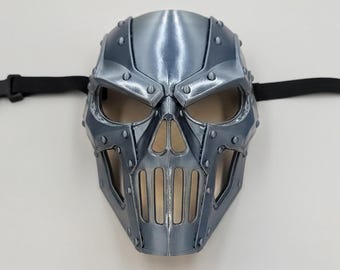 Iron Warden Full Face Costume Mask | Metallic Armored Skull | Halloween Cosplay