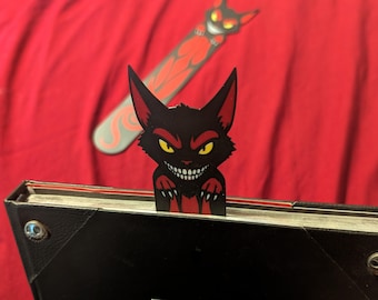Black Cat Bookmark: Creepy Grinning Cat Page Marker