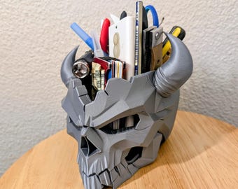 Demon Skull Organizer: Horned Catchall Tray for Keys