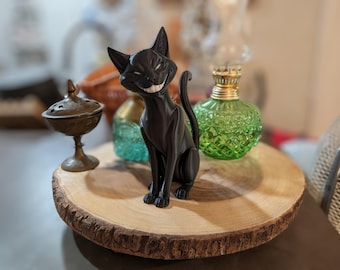 Grinsende schwarze Katzen Statue, Gothic Home Decor