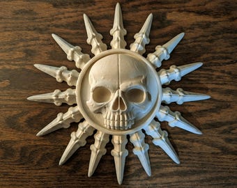 Gothic Skull Wall Decor: Bone Sunburst Sculpture