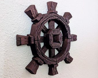 Nautical Ship Wheel Wall Art: Rustic Wood Look Decor