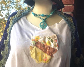 Upcycle patchwork tops and kimono’s OOAK handmade stitched with vintage fabric