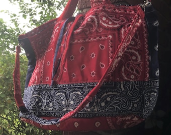 Personalized Bandana tote bag handmade western boho quilted custom shoulder bag