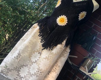 Top corto sin mangas de ganchillo hecho a mano estilo abuela: estilo bohemio para festivales.