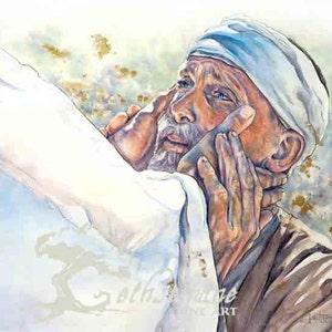8x11 or 11x15 Paper Print "And Now I See" Christ healing Blind Man LDS Christian Art Watercolor painting by Justine Peterson