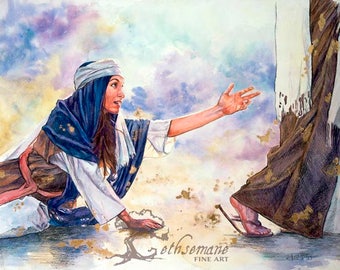 Paper Print The woman being healed 'Reach of Faith" by Justine Peterson Woman touching Christ's robe
