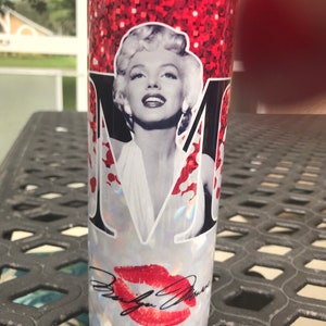Marilyn Monroe Red Glitter Look Stainless Steel Tumbler Cup