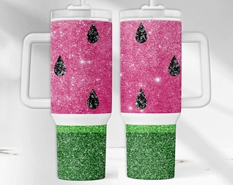 40 oz Watermelon Summer Design Stainless Steel Tumbler with Handle
