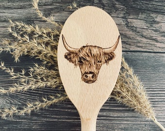 Highland Cow Wood Spoon