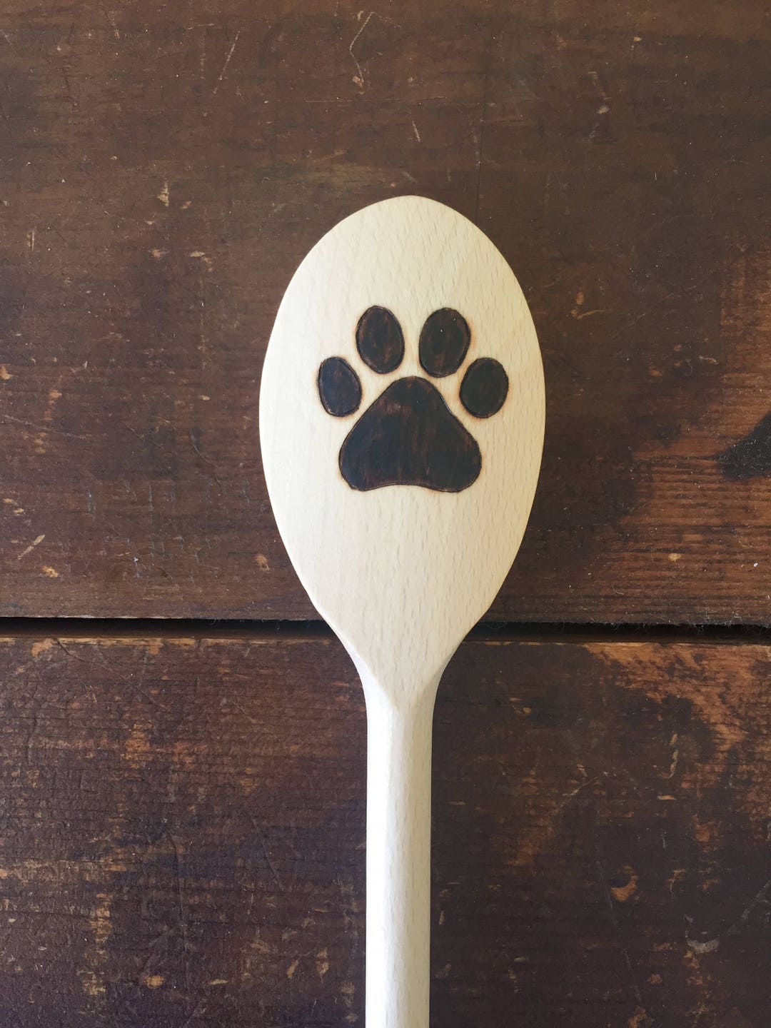 Wood Burned Paw Print Spoon - Etsy