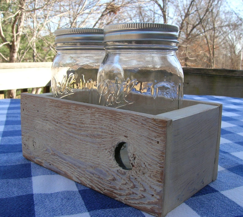 Cream Centerpiece Box Rustic Cedar Mason Jar Holder Table Etsy