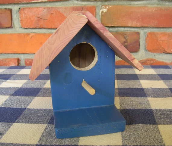 Birdhouse Decorative Cedar Blue Indoor Ourdoor Etsy
