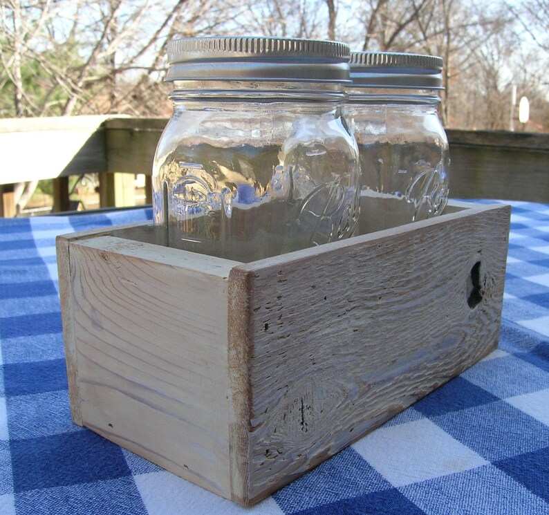 Cream Centerpiece Box Rustic Cedar Mason Jar Holder Table Etsy