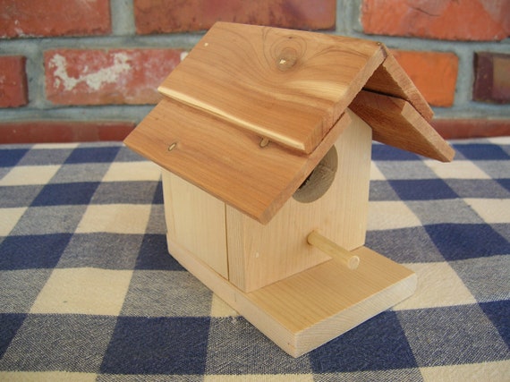 Birdhouse Unpainted Cedar Decorative Indoor Outdoor Etsy