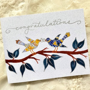 Cloisonné Wedding Lovebirds Card