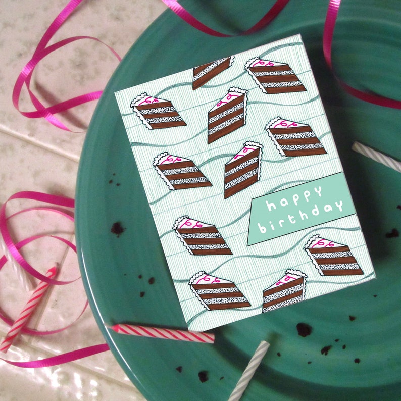 Chocolate Cake Ukiyo-e Birthday Card image 1