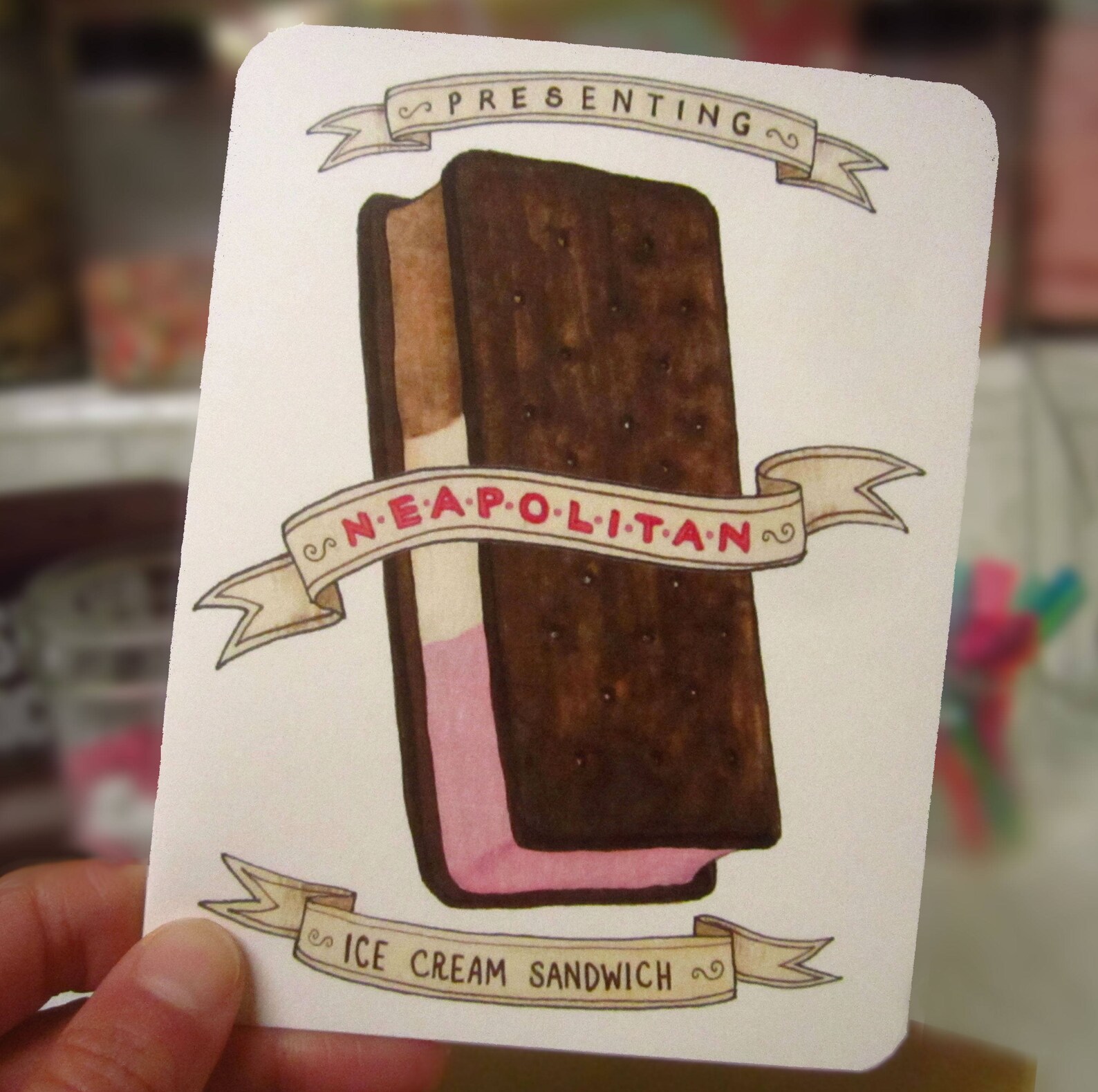 Neapolitan Ice Cream Sandwich Card Etsy