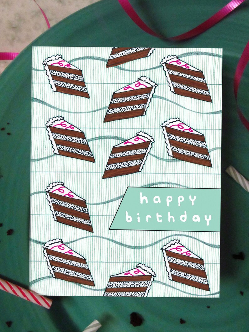 Chocolate Cake Ukiyo-e Birthday Card image 2