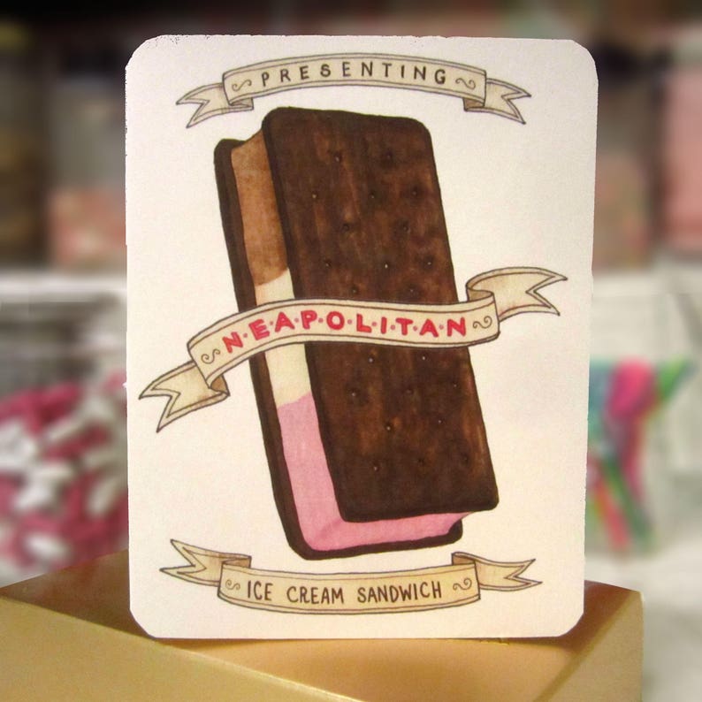 Neapolitan Ice Cream Sandwich Card Etsy