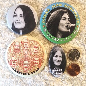 Grateful Dead PIN BUTTON LOT Donna Jean Godchaux Memorial Bob Weir