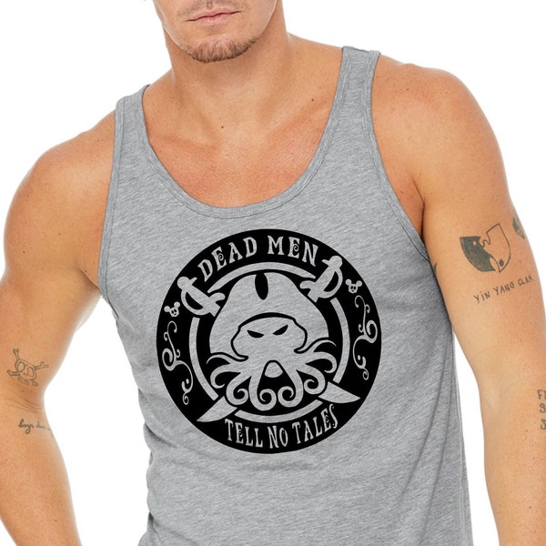 Disney Pirates of the Caribbean, Dead Men Tell No Tales Davy Jones Tank Top, Men Disney tank 3480 Captain Jack Sparrow Pirate shirt