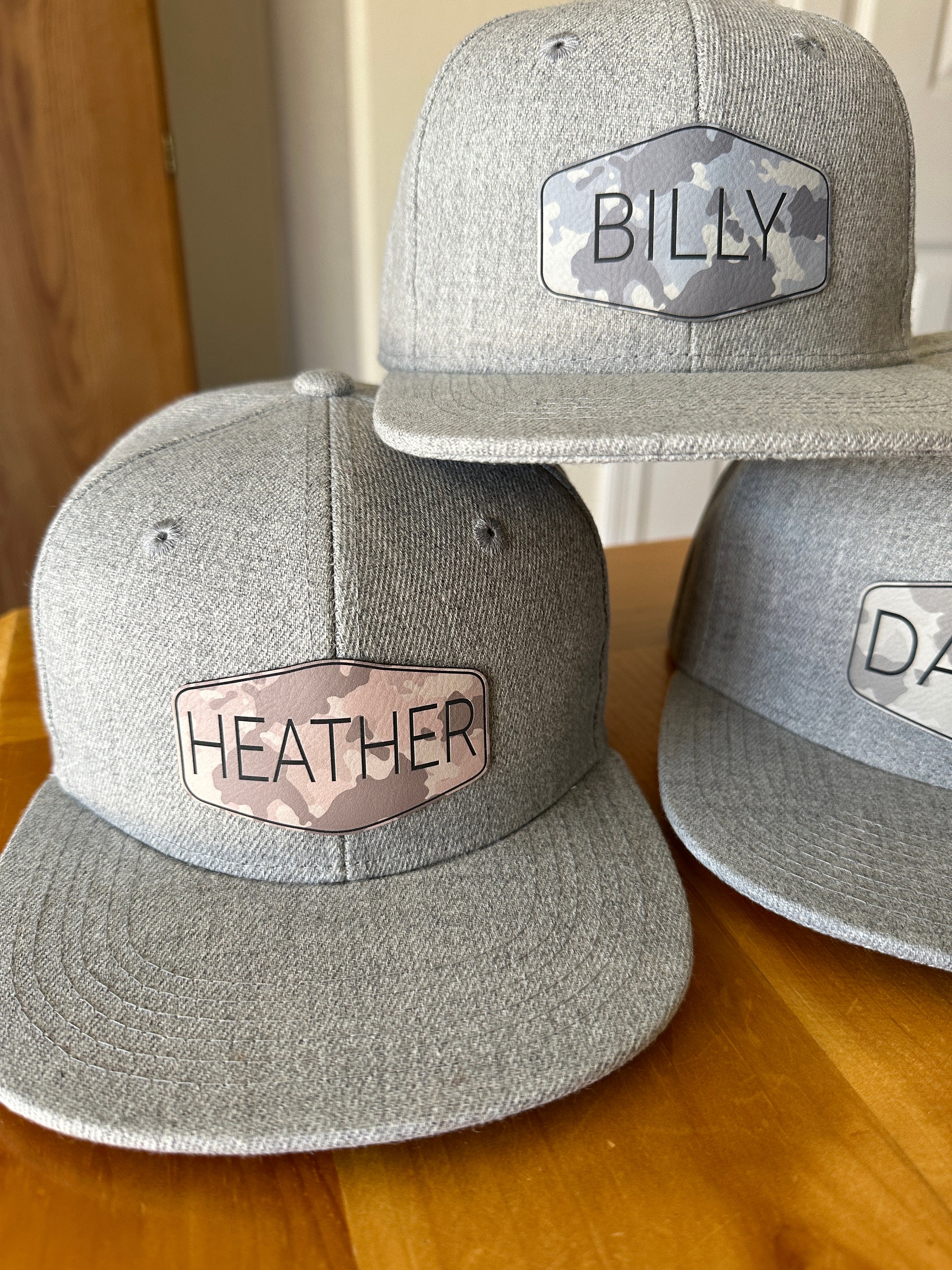 Personalized Name Camouflage Boy Girl, Custom Flat Bill Youth Snapback Hat, Infant Toddler Youth Kids Adult Hat, Child Dad Cap