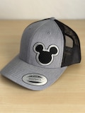 Adult Disney Mickey Mouse Outline Trucker Hat, Mens Disneyland Trucker Hat, YP6606 Leatherette patch hat, Disneyworld Mickey Hat