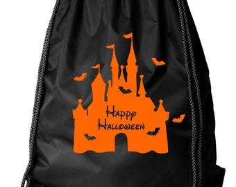 Happy Halloween Castle with bats Disney vacation bag cinch sack backpack family bag knapsack tote drawstring