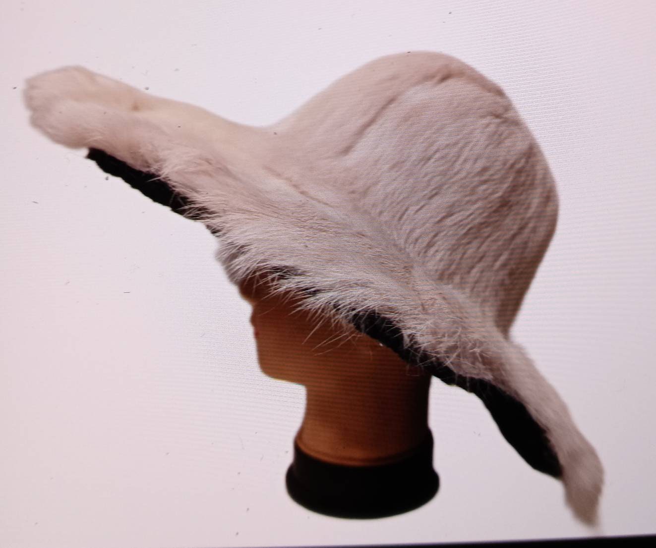帽子 Rubbit Fur Long Brim Hat Women's Real Rabbit Fur Hat Bowler Hat Knitted Cap Top w