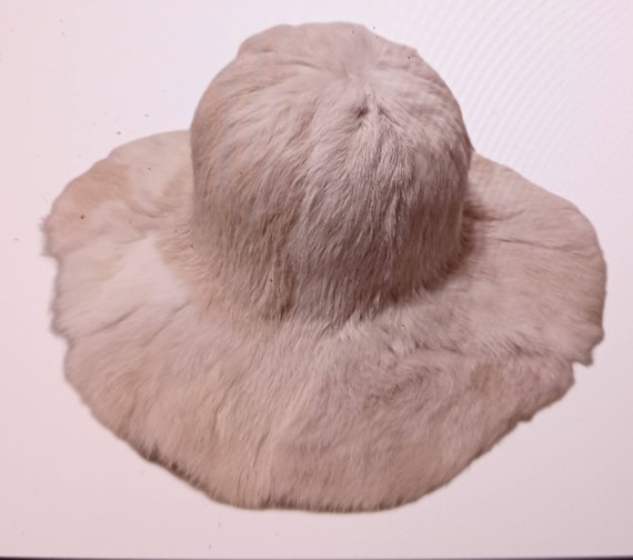 Off White Rabbit Fur Wide Brim Hat Handmade - Etsy